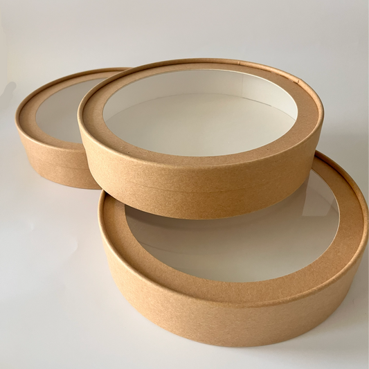 Set of 3 Round Boxes with a window